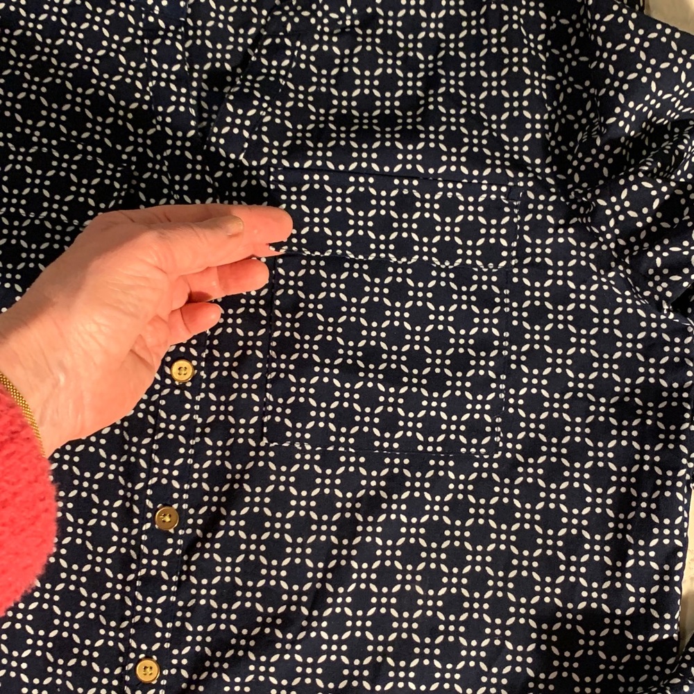 croft & barrow Navy and White Printed Button-Front Top - Picture 2 of 13